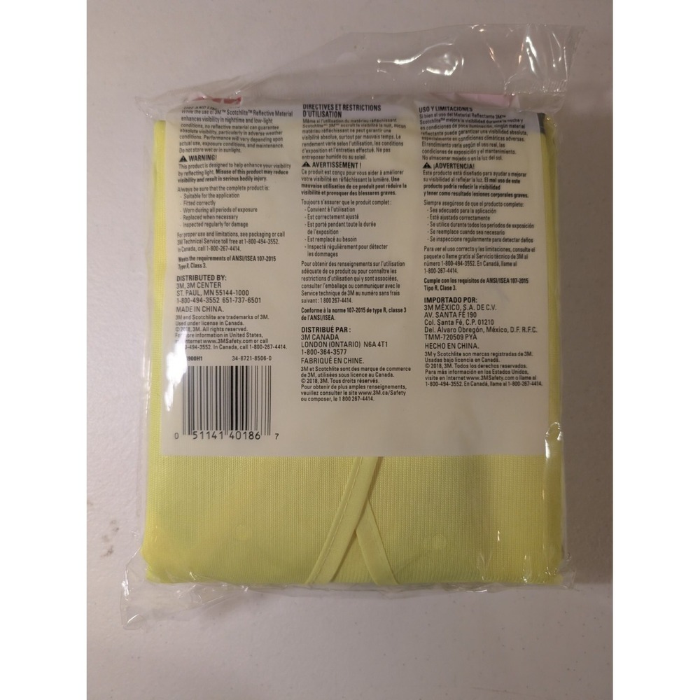3M Scotchlite Safety Vest L/XL Class 3 ANSI/ISEA Reflective Yellow New - Picture 2 of 2